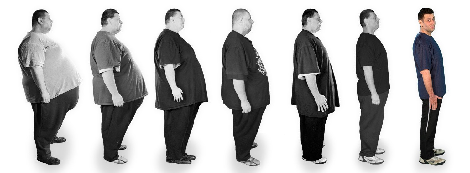 Jordan's weight loss in seven stages, from over 300kg to his new healthy weight