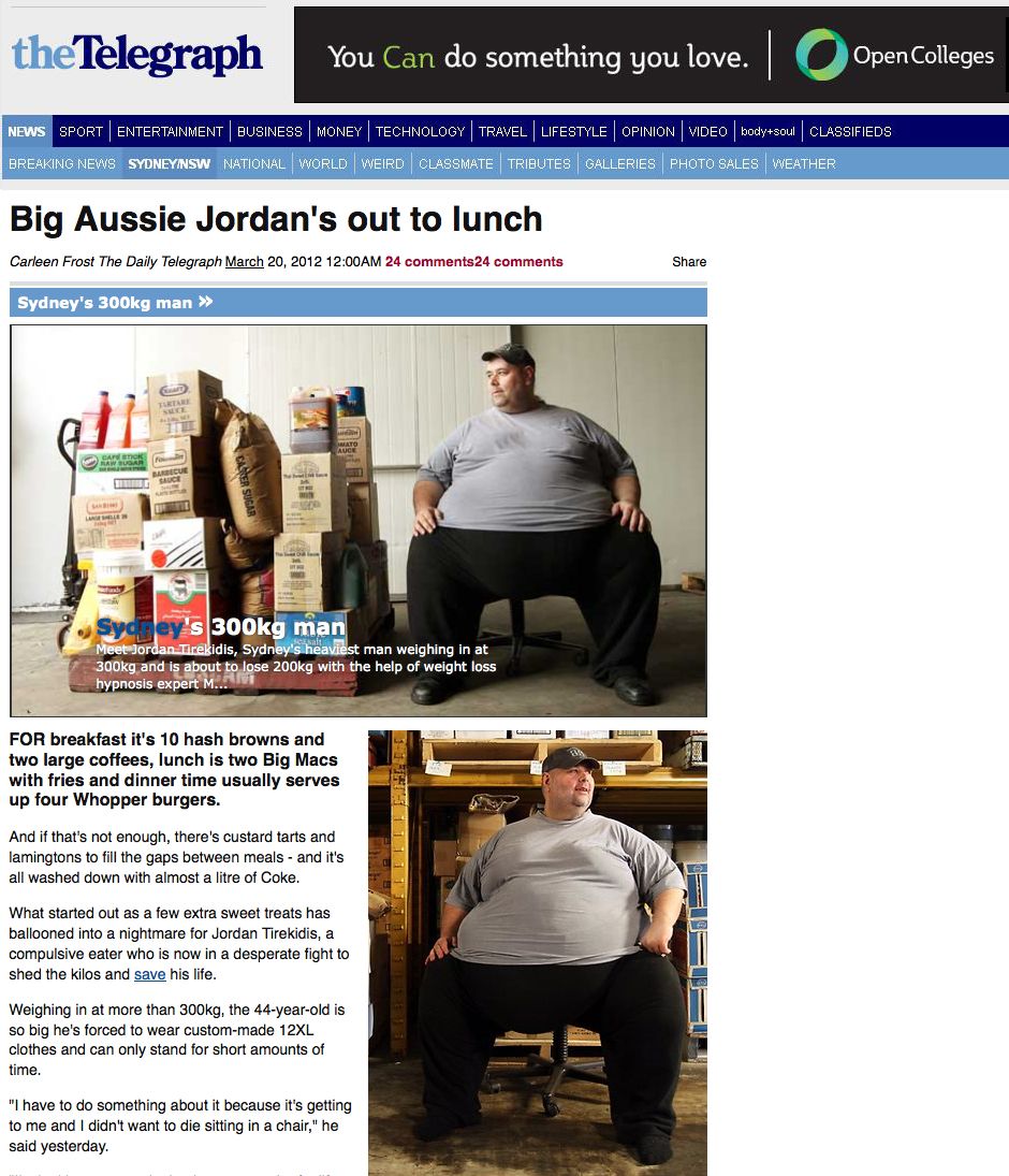 The Daily Telegraph article about Jordan and Mark
