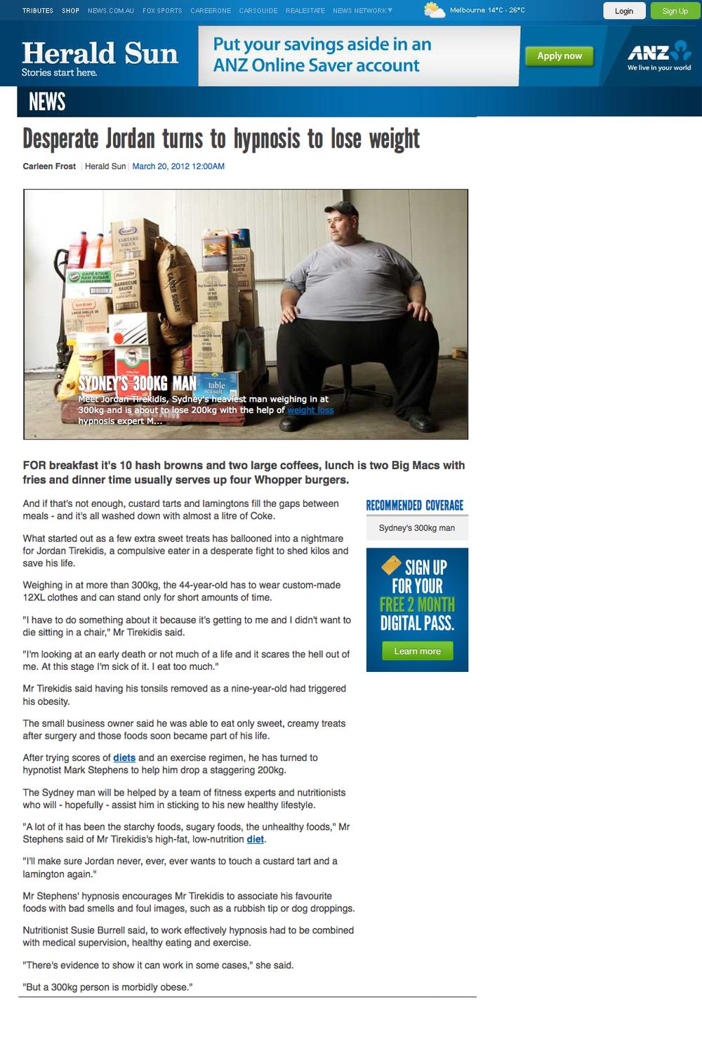 Herald Sun article about Jordan and Mark